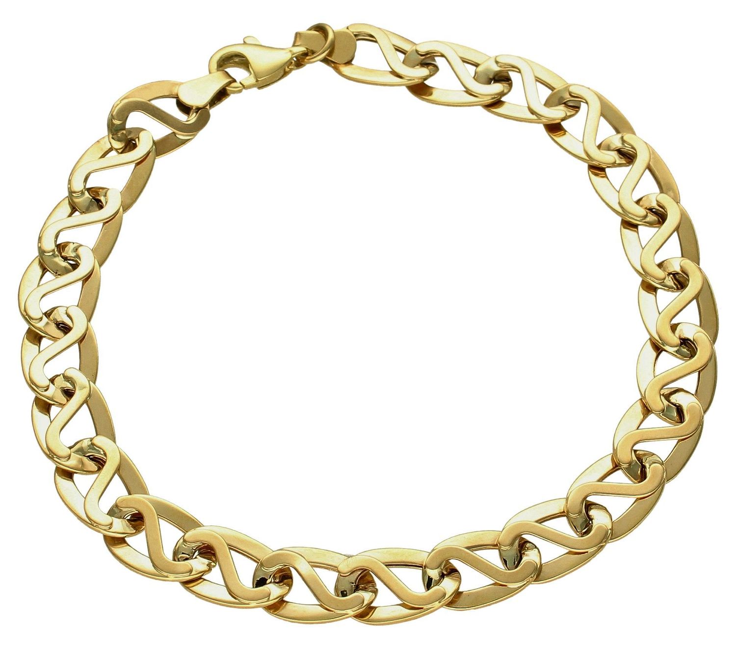 Złota bransoletka damska 375 duże ogniwka BR 4347 375. Złota bransoletka damska. Damska bransoletka złota próby 375. Bransoletka złota idealna na prezent dla kobiety..jpg